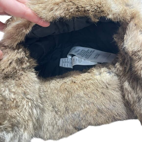 COLUMBIA Genuine Rabbit Fur-Trim Trapper Hat Black Size Unisex Large - Picture 7 of 8